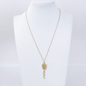 Vintage Sterling Silver Gold Tone "My Angel" Flower Pendant Necklace 16"-17"